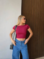 Blusa Basic Backout Red Wine