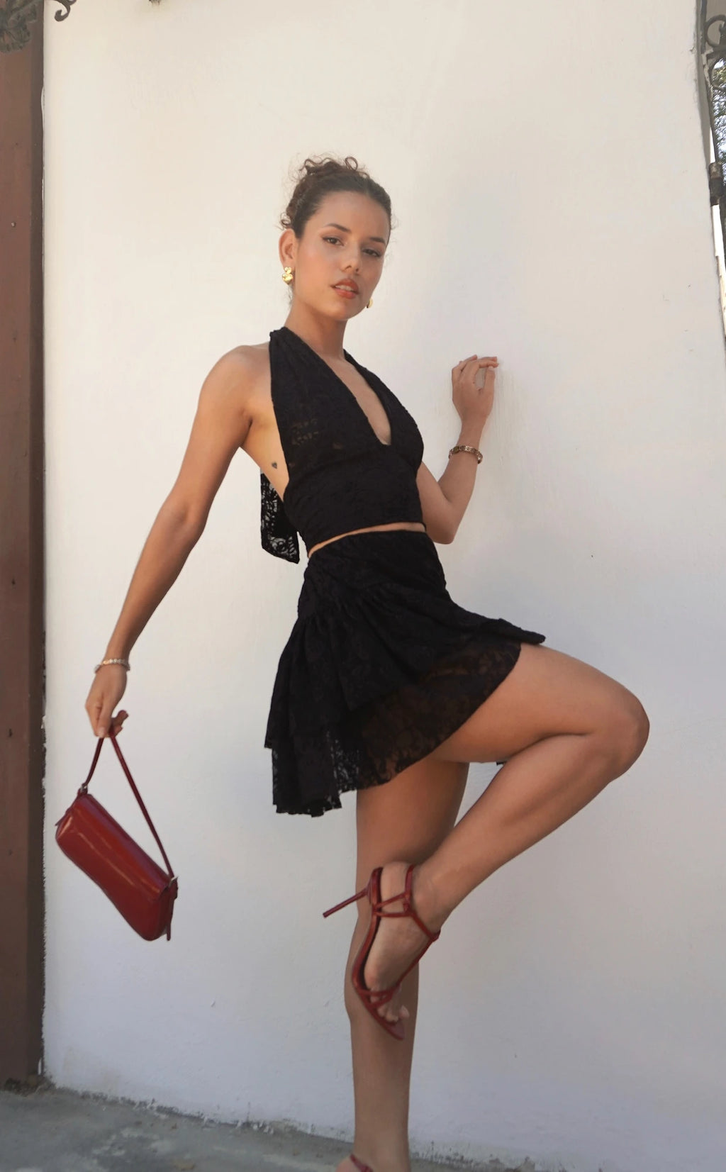 Falda Short Encaje Negra