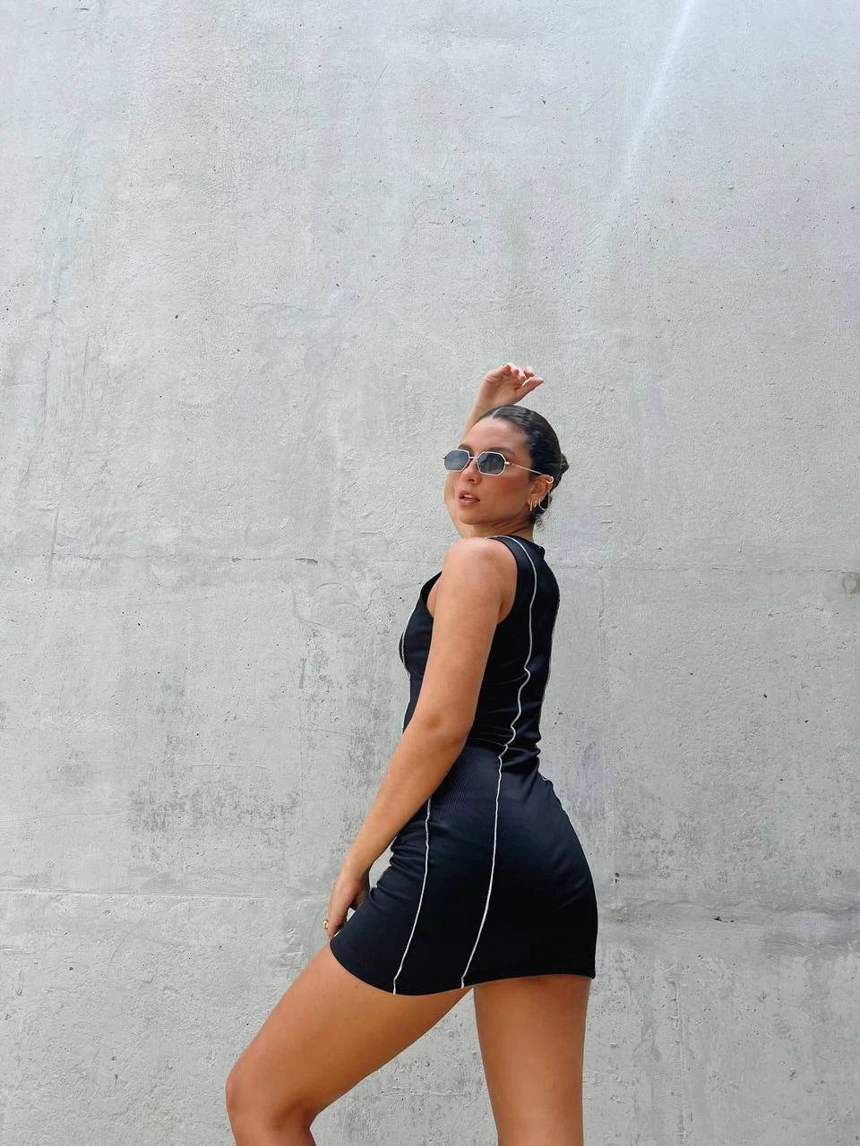Vestido Rib Negro Filete