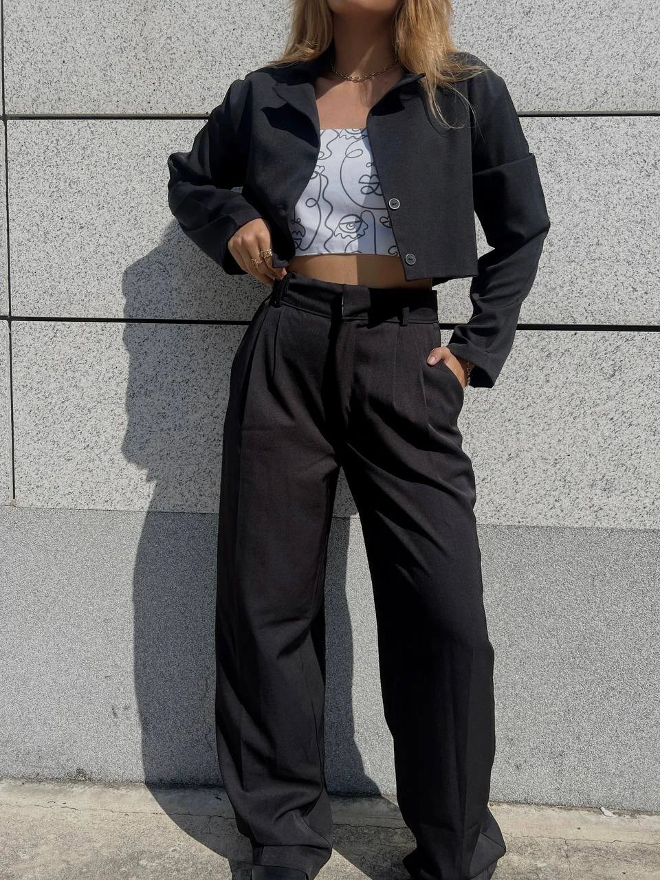 Blazer Crop Negro