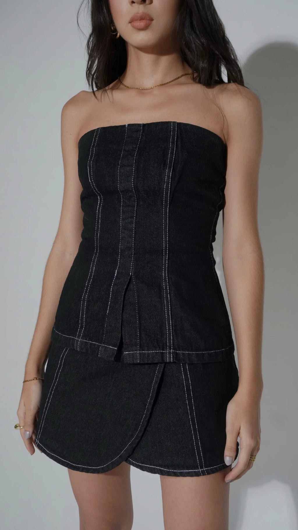 Corset Denim Strapple Negro