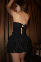 Falda Short Sirena Encaje Negra