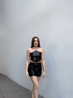 Crop Top Lentejuelas Negro