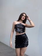 Crop Top Lentejuelas Negro