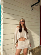 Mini Falda Short Crochet Nude Brillante