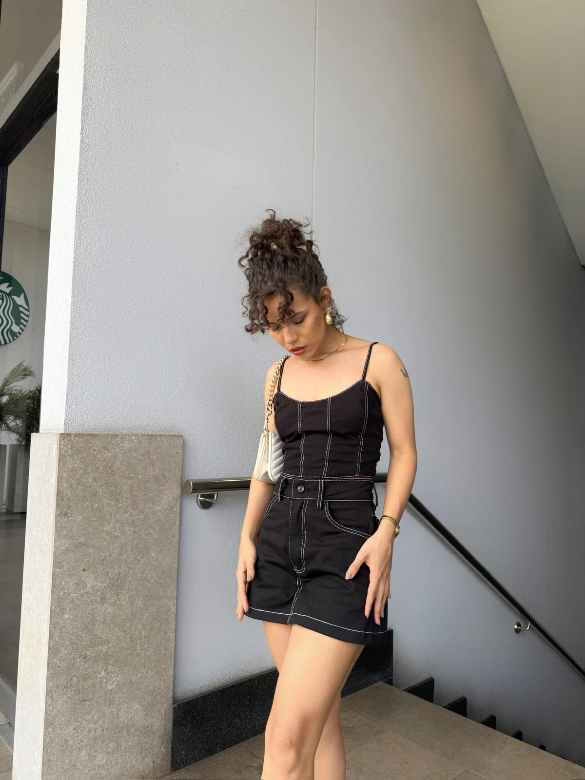 Falda Short Mini Drill Negra