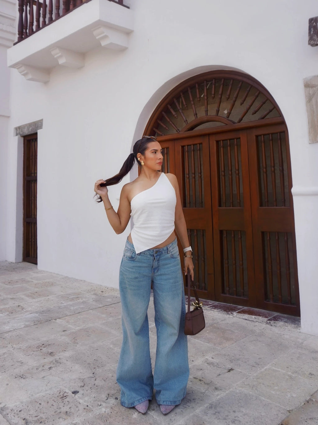 Blusa Asimetrica Lino Blanca