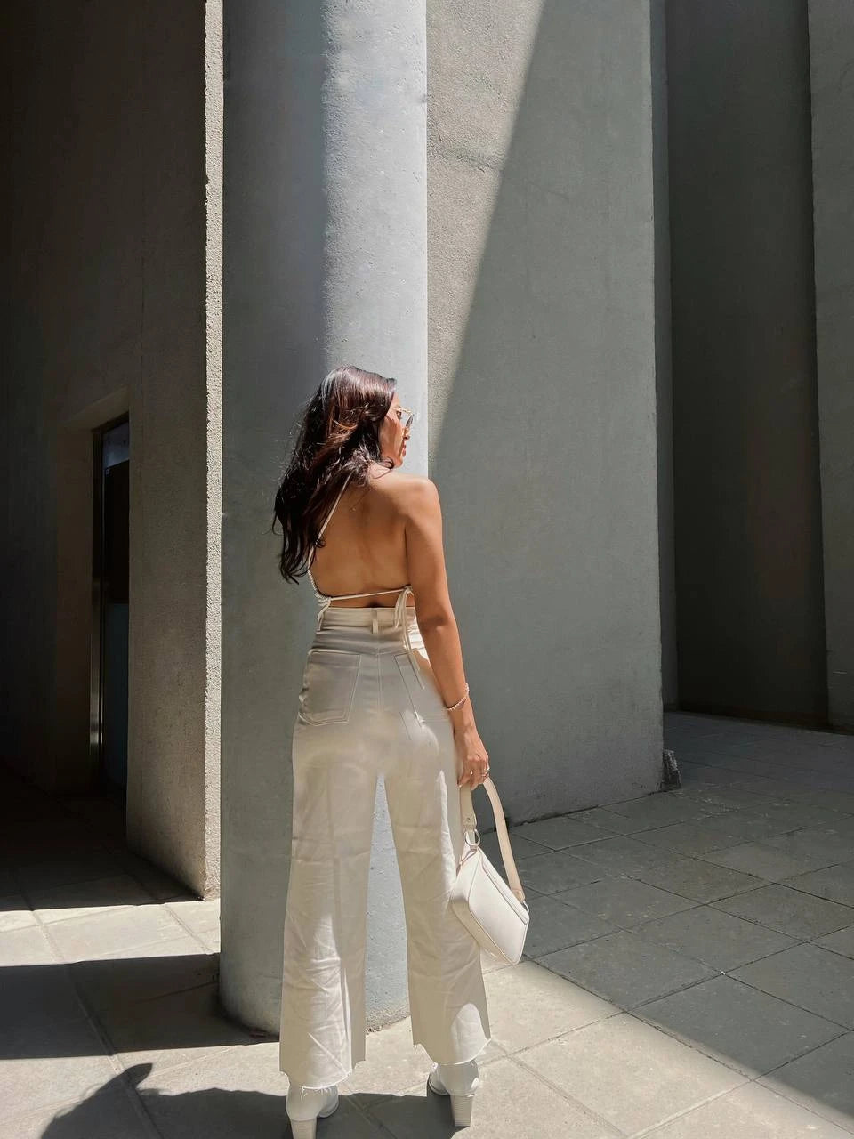 Pantalon Culotte Beige