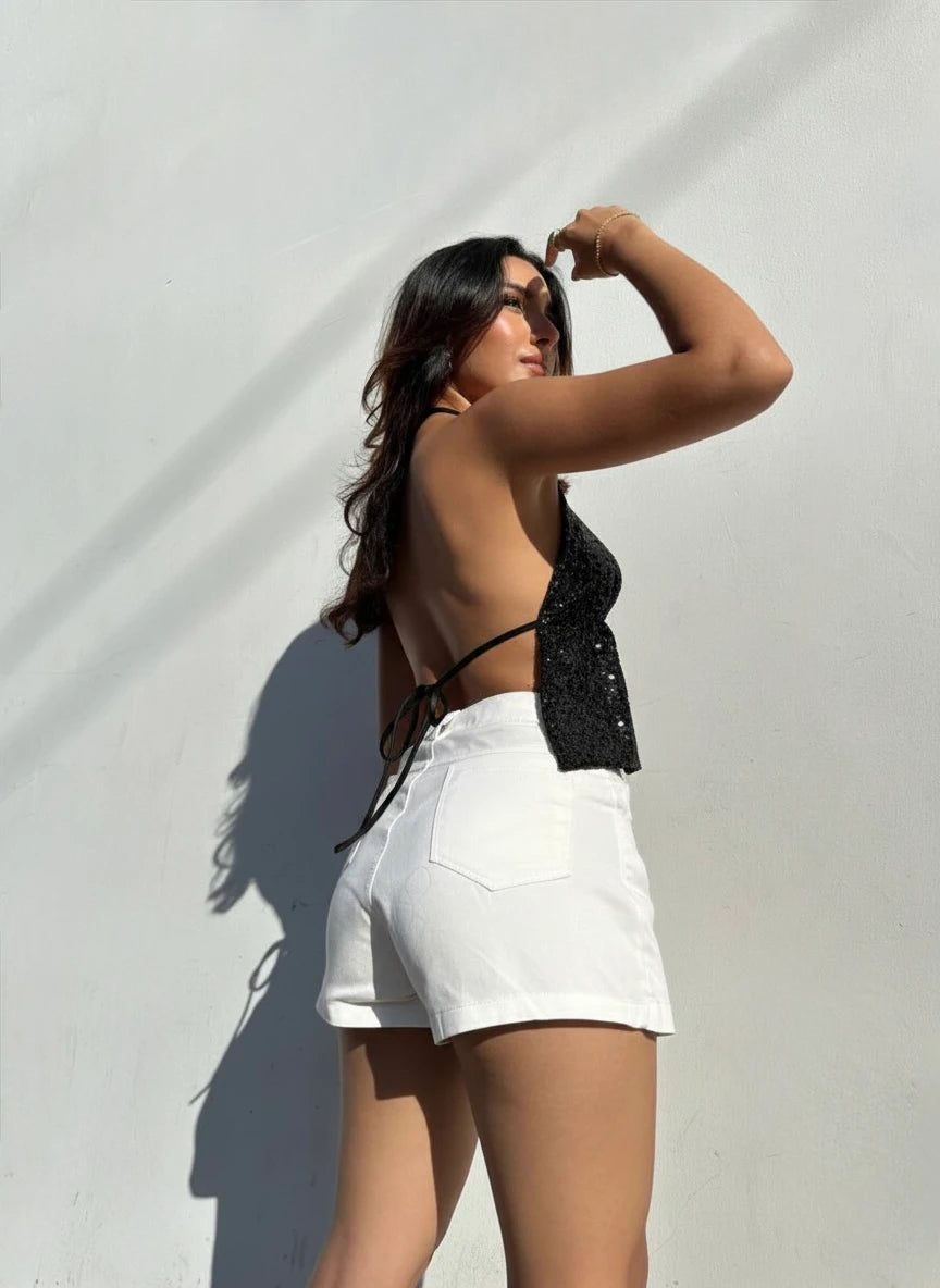 Top Shine Scarf Negro