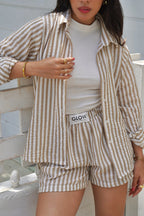 Short Lino Rayas Nude