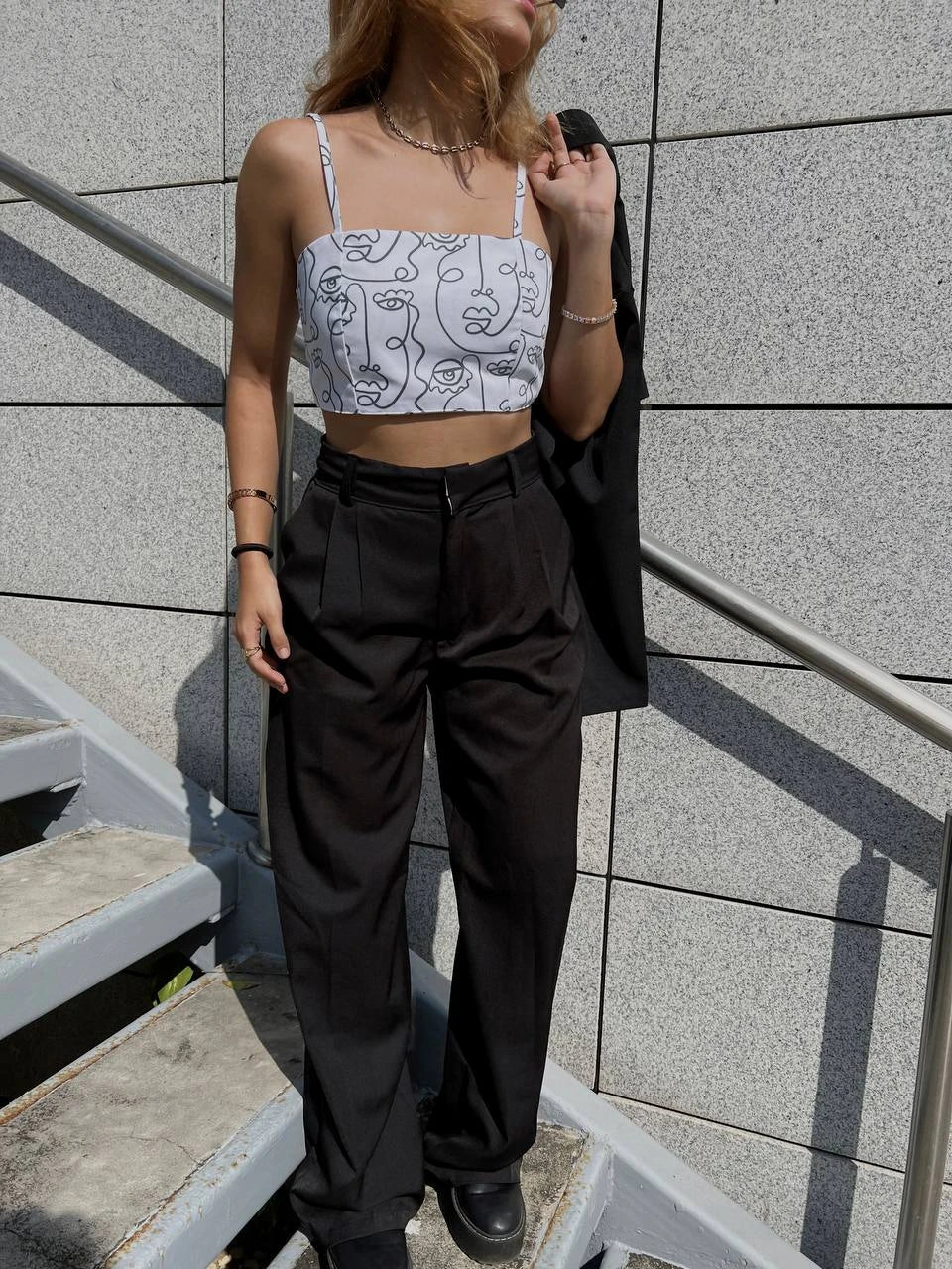 Crop Top White Faces