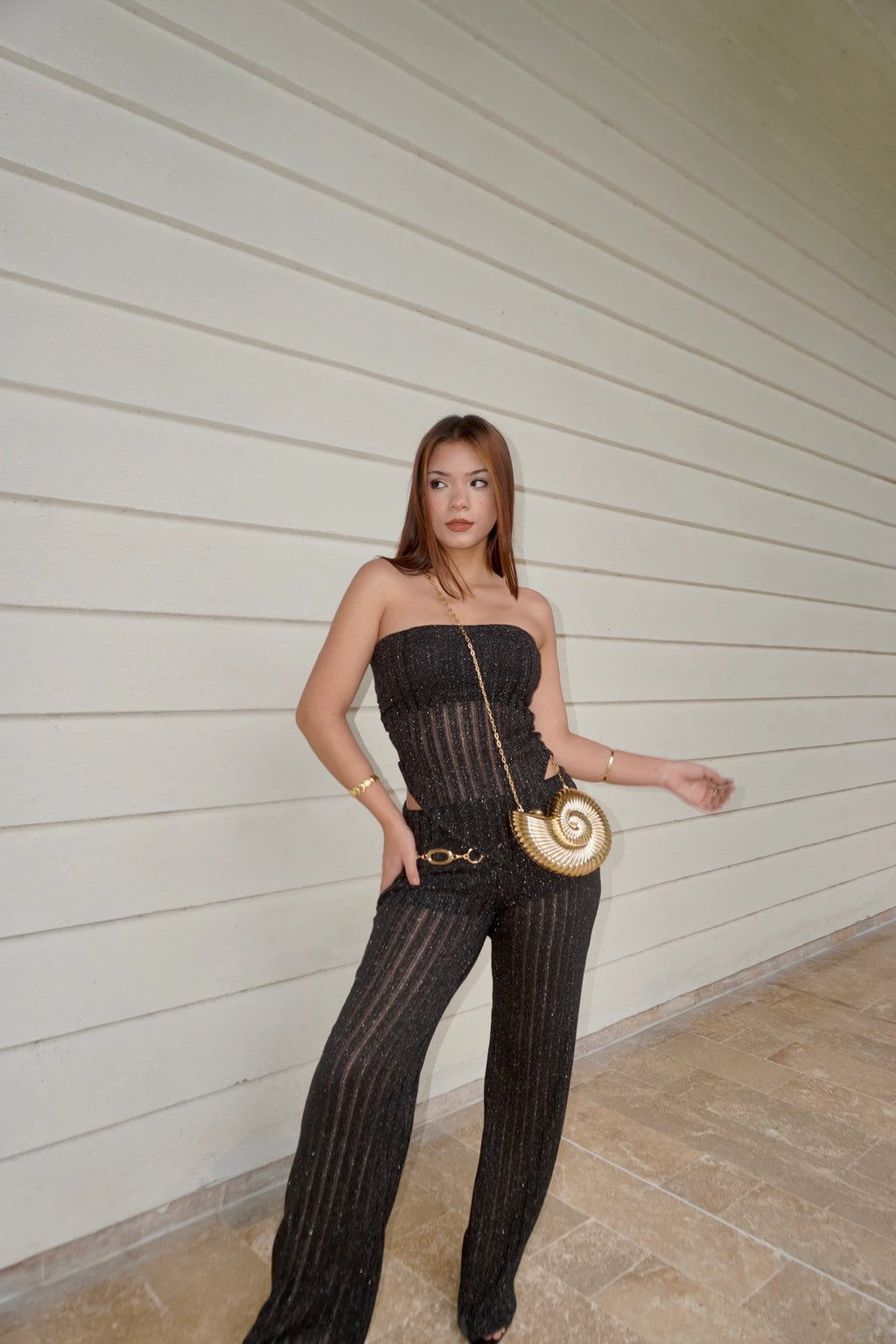 Pantalon Crochet Negro Brillante