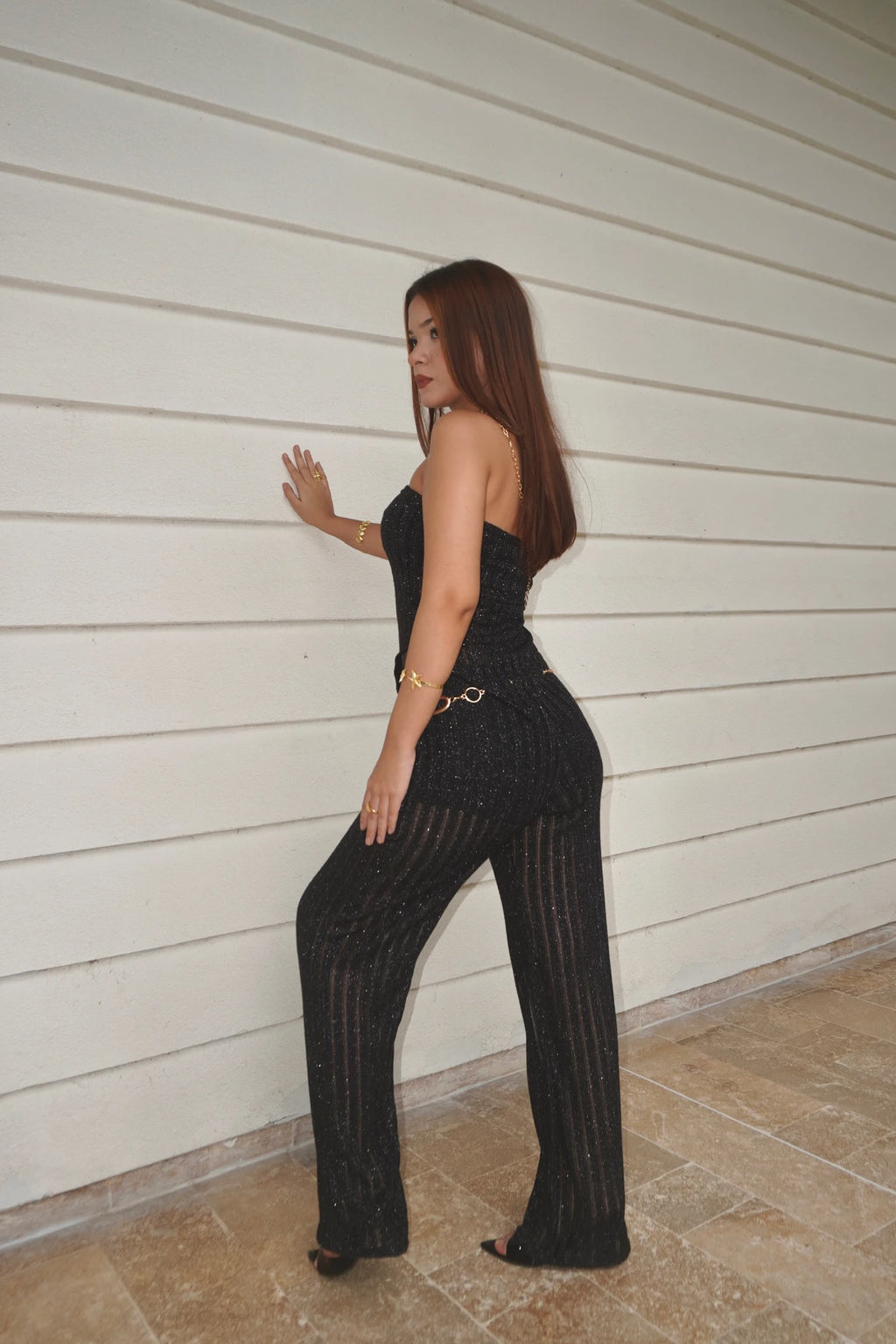 Pantalon Crochet Negro Brillante