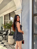 Blusa Strapple Polka Dots Negra