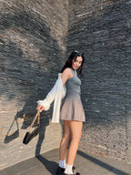 Falda Short Preppy Gris