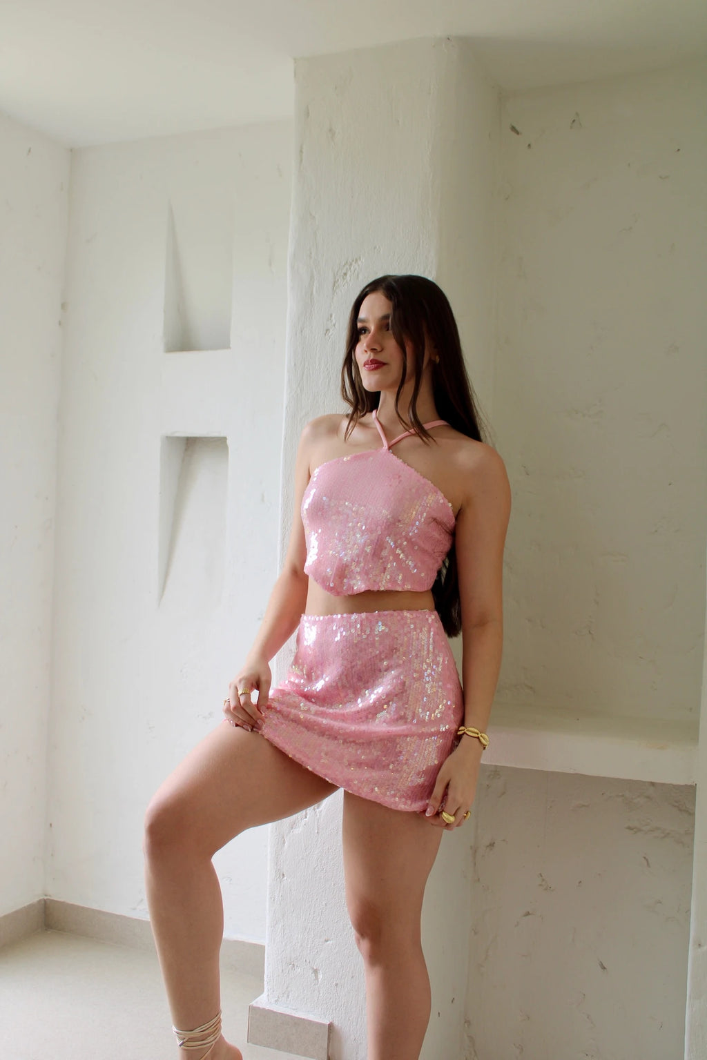 Top Lentejuelas Rosa