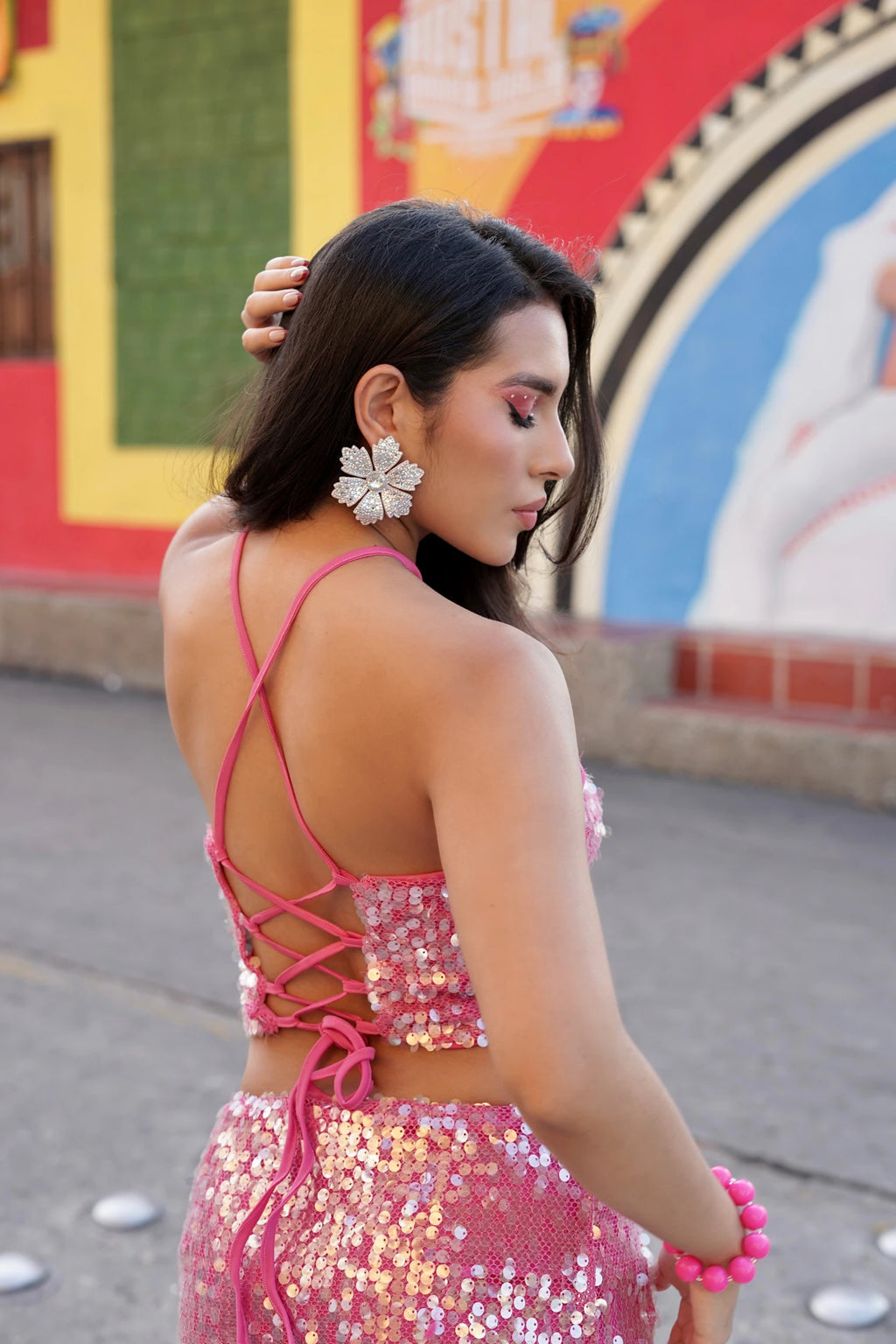 Top Lentejuelas Fucsia