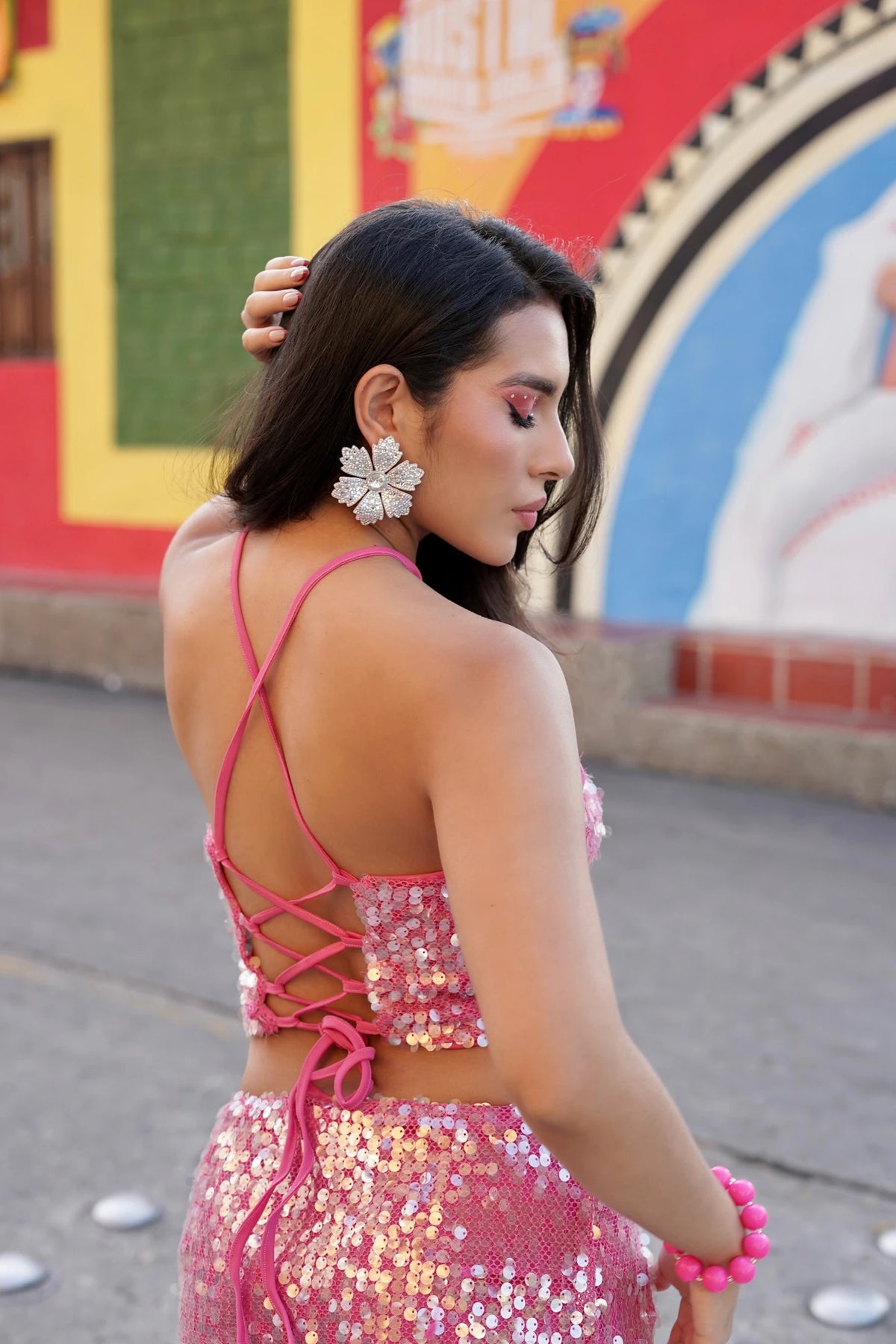 Top Lentejuelas Fucsia