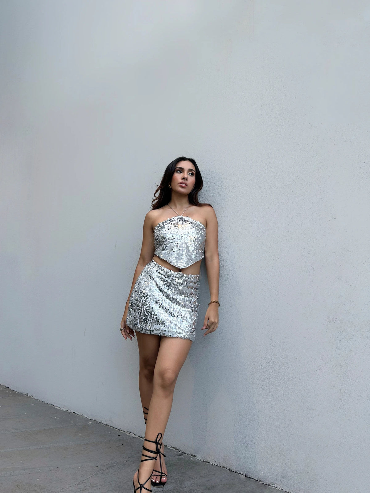 Crop Top Lentejuelas Plateado