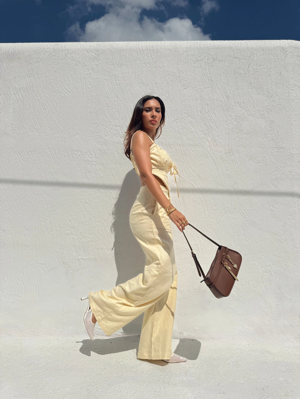 Pantalon Lino Amarillo Pastel