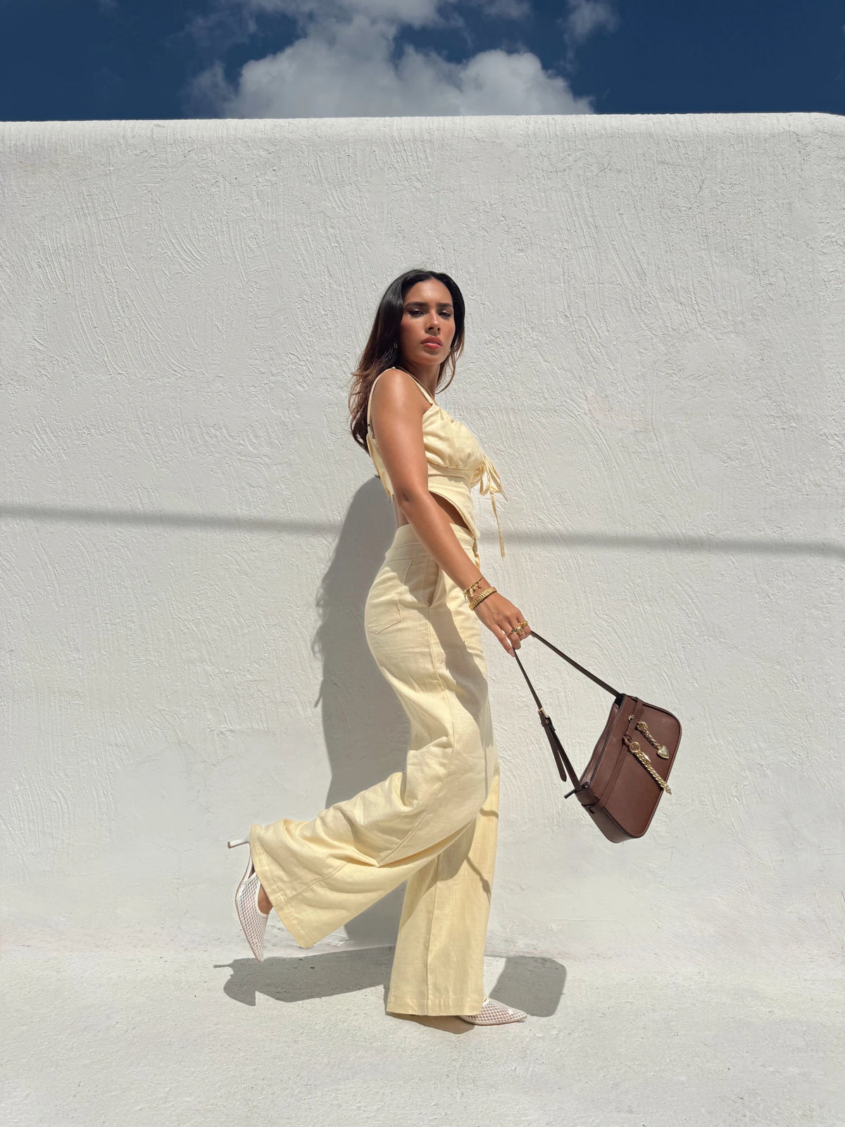 Pantalon Lino Amarillo Pastel