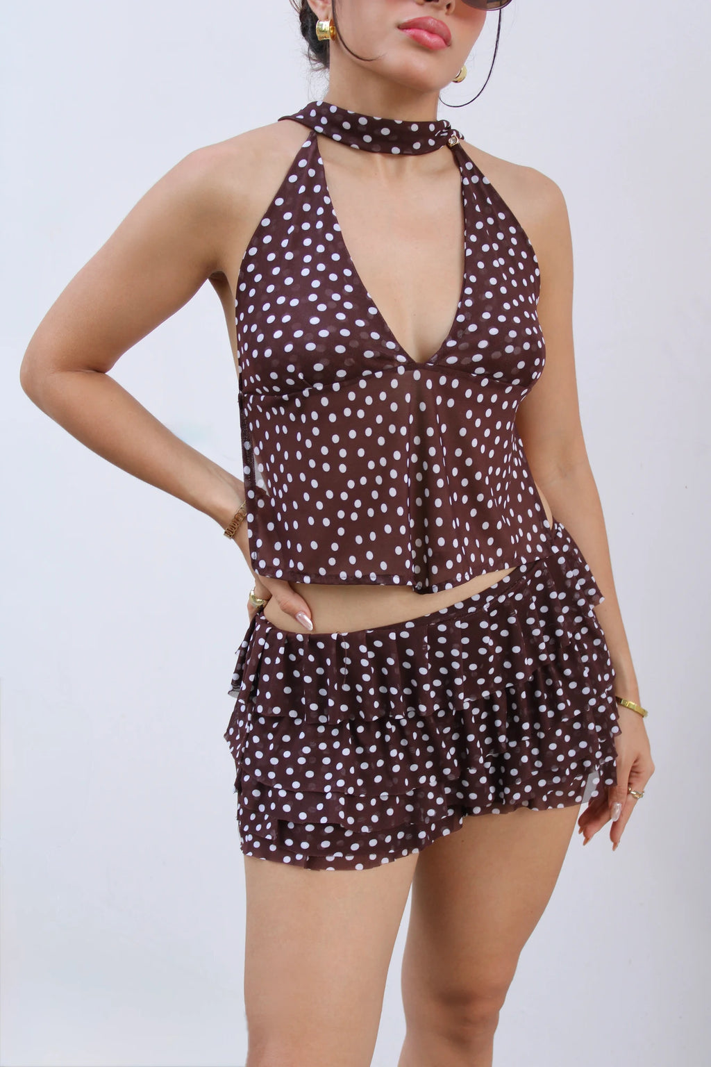 Falda Short Polka Dots Cafe