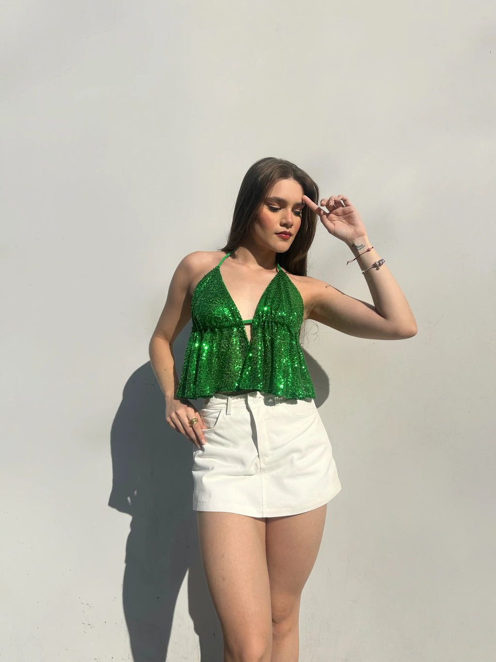 Falda Short Mini Drill Blanca