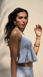 Blusa Scarf Rayas Azul