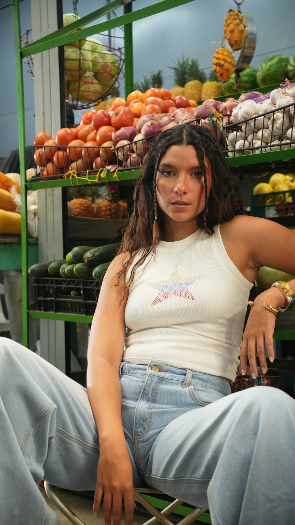 Tank Top Colombia Star Blanco