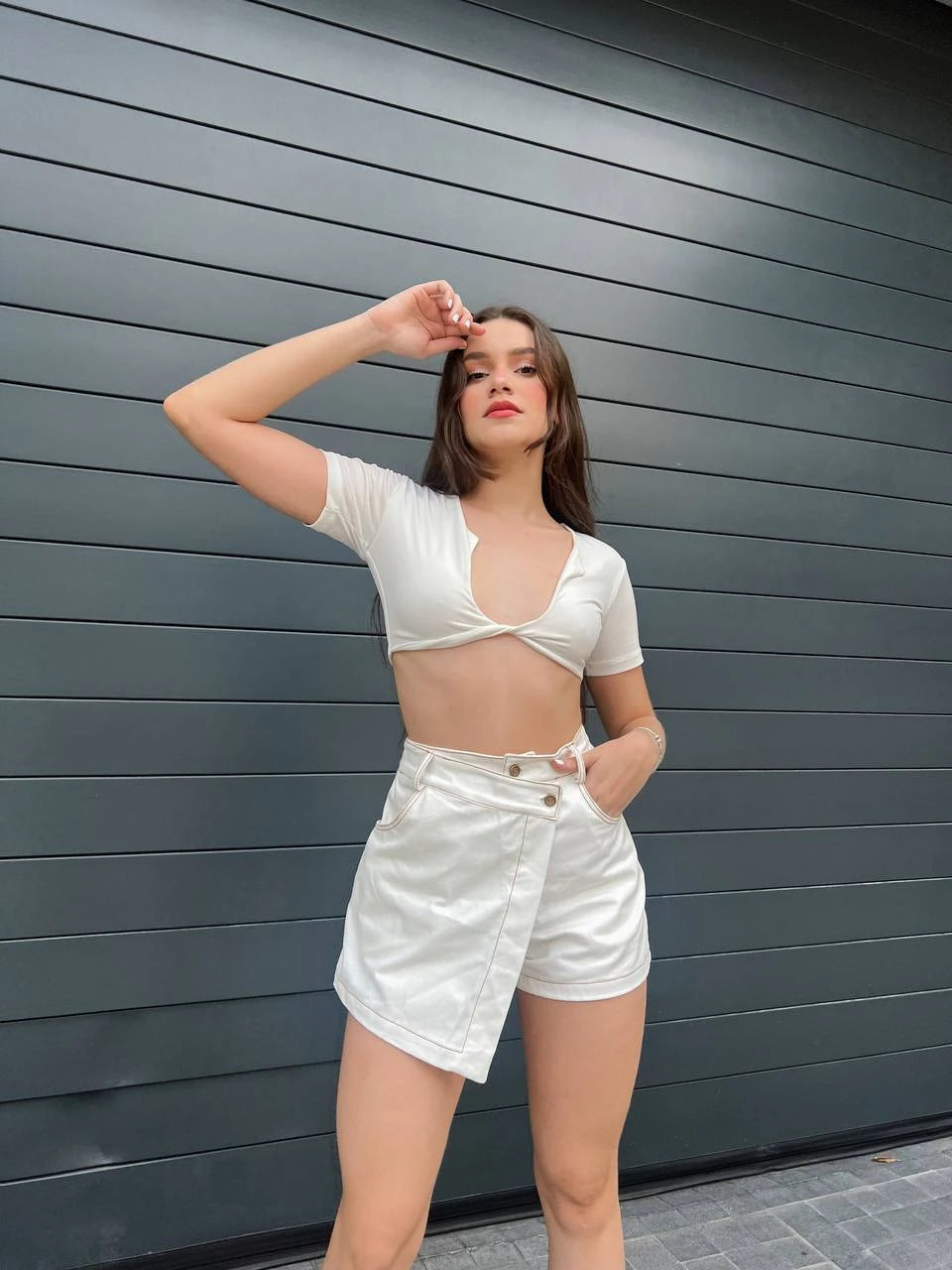 Falda Short Drill Beige
