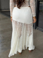 Maxi Falda Irregular Encaje Marfil