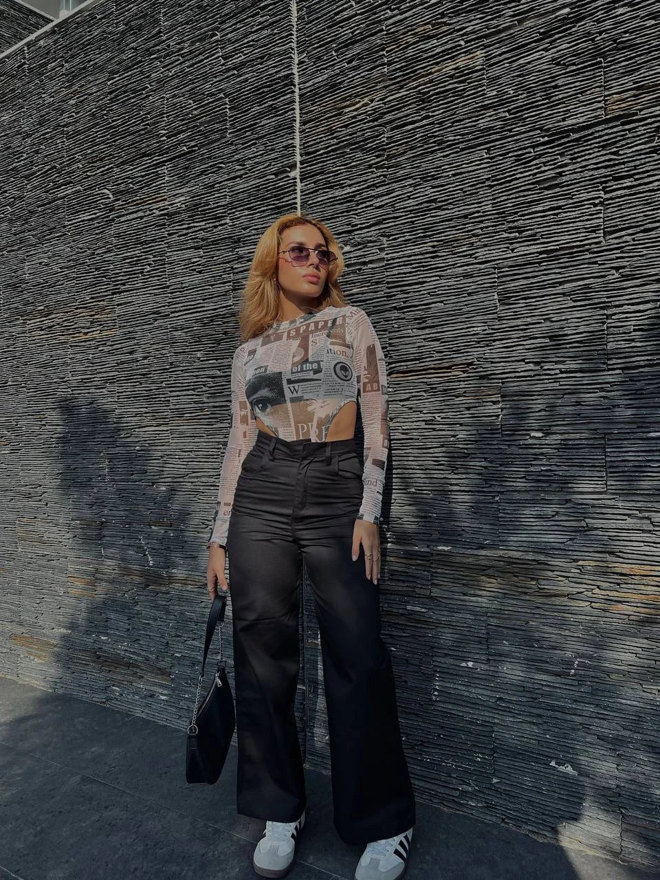 Pantalon Wide Leg Drill Negro