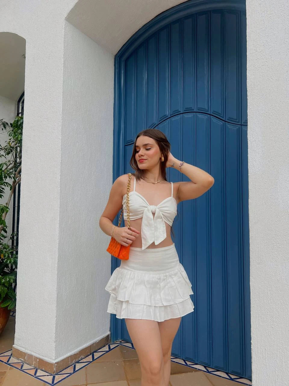 Falda Bolero Lino Blanco