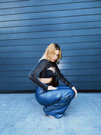 Crop Top Azul Metalico