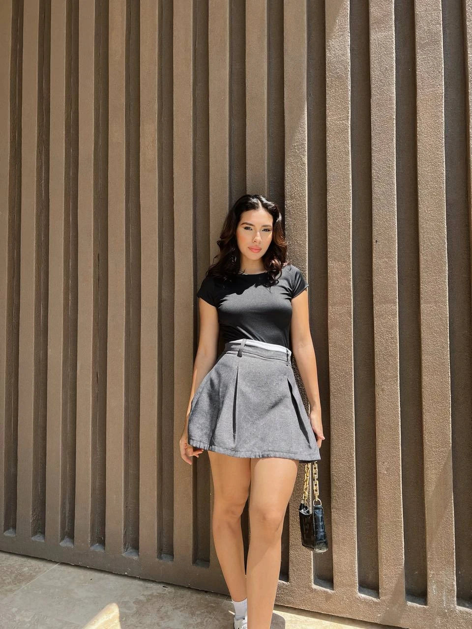 Falda Short Preppy Gris
