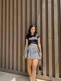 Falda Short Preppy Gris