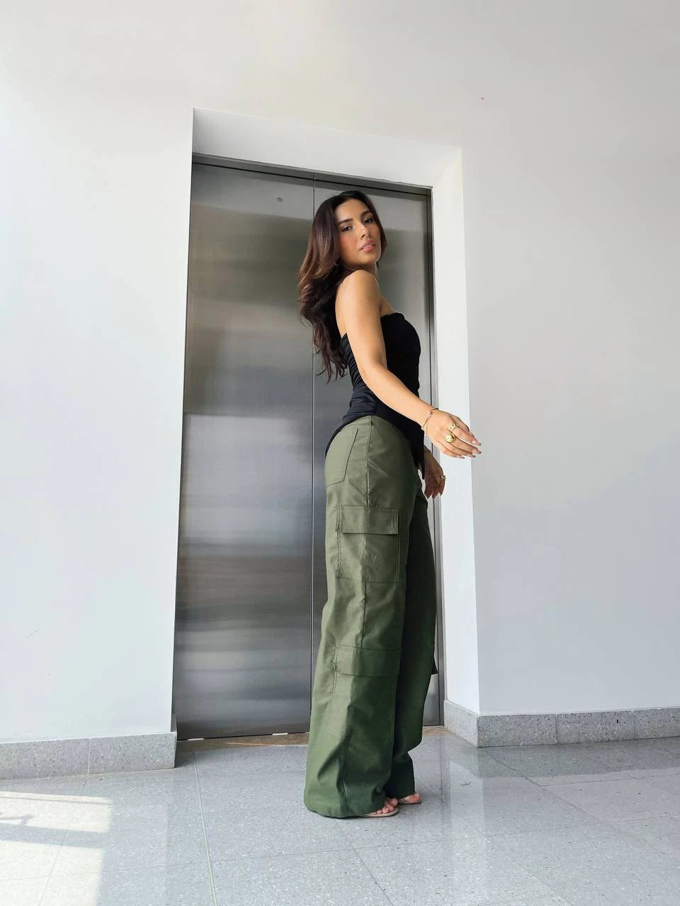 Pantalon Cargo Verde