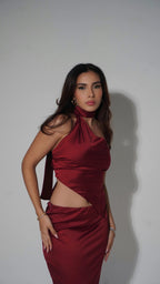 Falda Larga Seda Rojo Vino