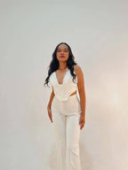 Corset Blanco Plumas Triangulo