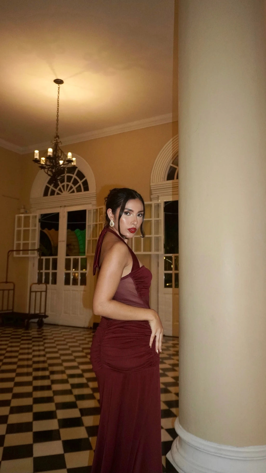 Falda Larga Lycra Vinotinto