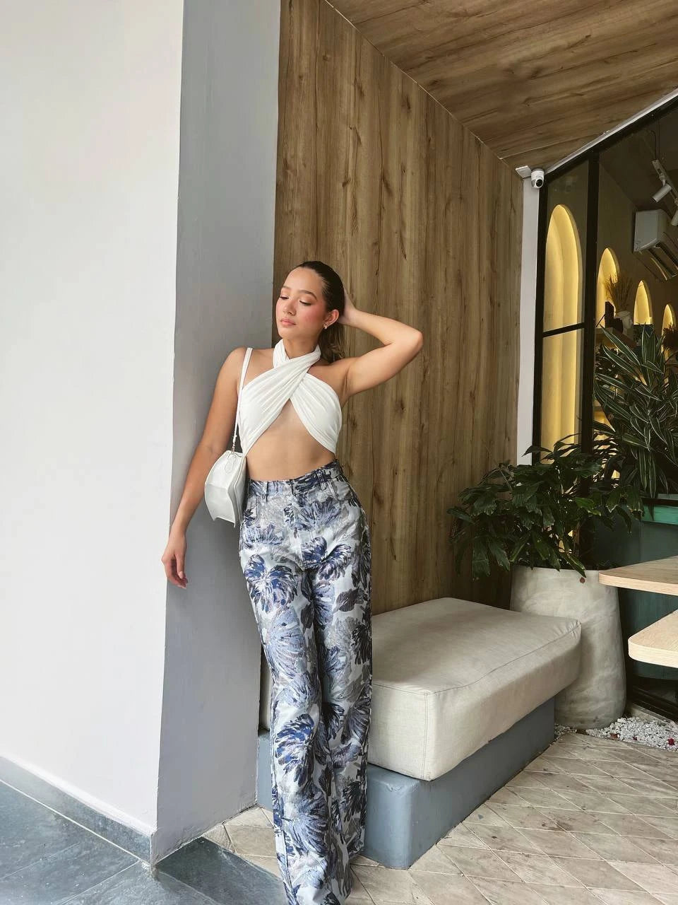 Pantalon Jacquard Azul