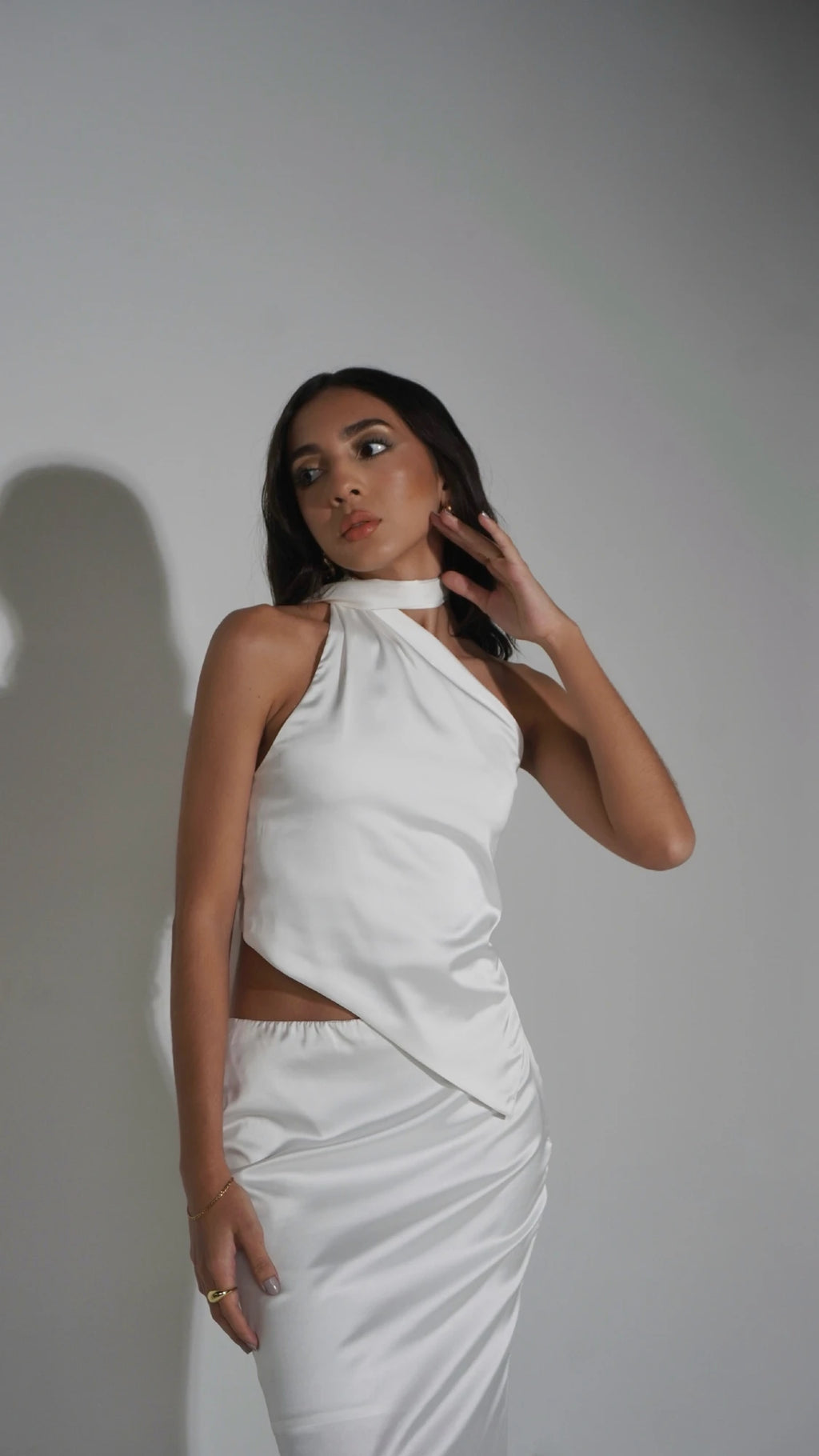 Blusa Seda Irregular Blanca