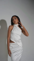 Blusa Seda Irregular Blanca