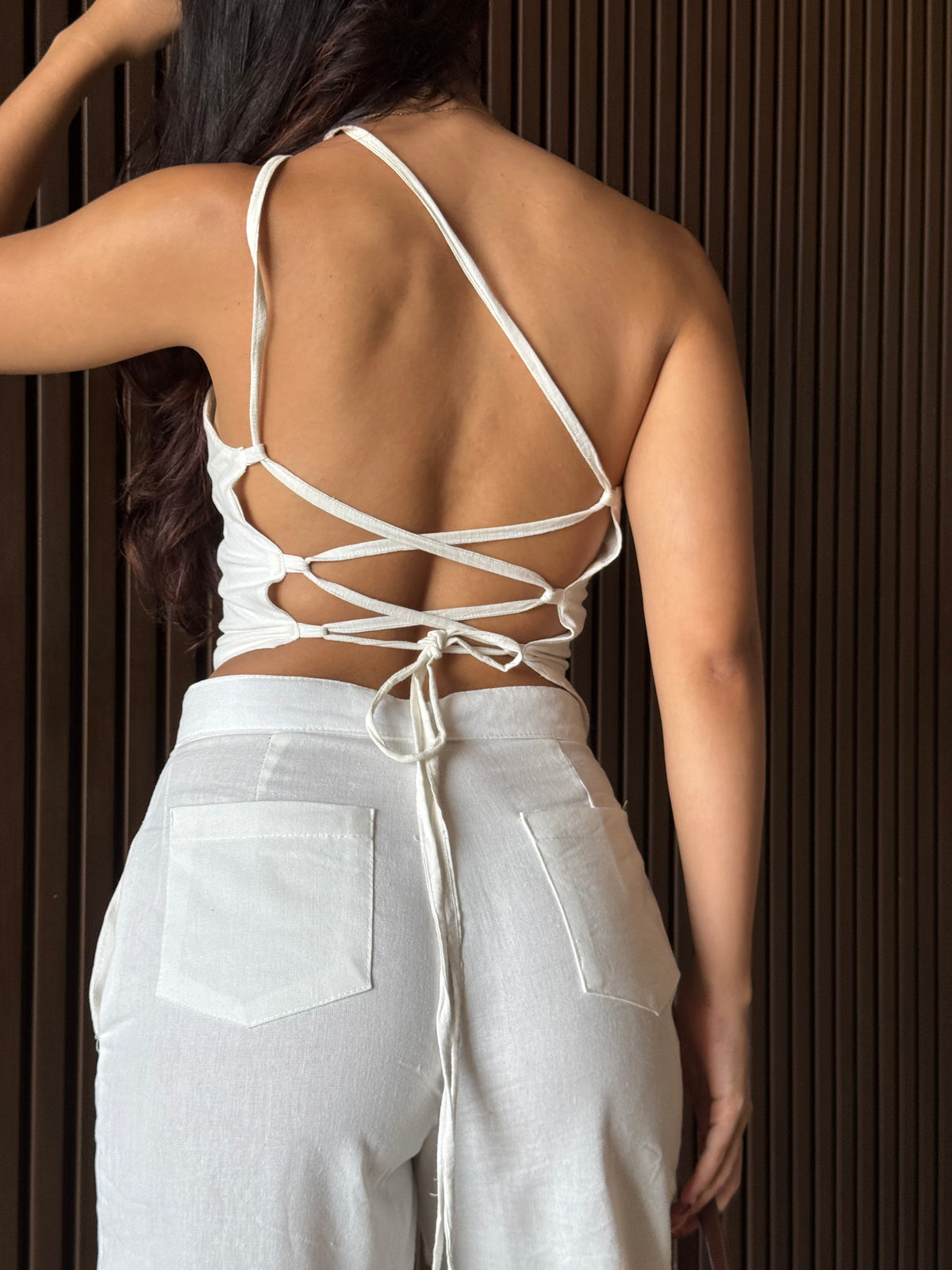 Blusa Asimetrica Lino Blanca
