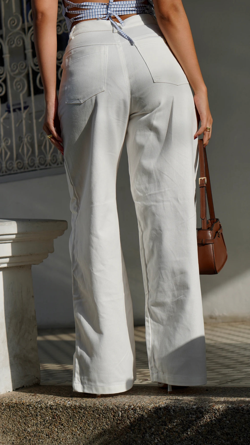 Pantalon Wide Leg Drill Blanco