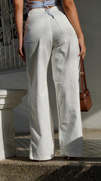 Pantalon Wide Leg Drill Blanco