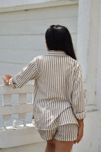 Camisa Lino Rayas Nude
