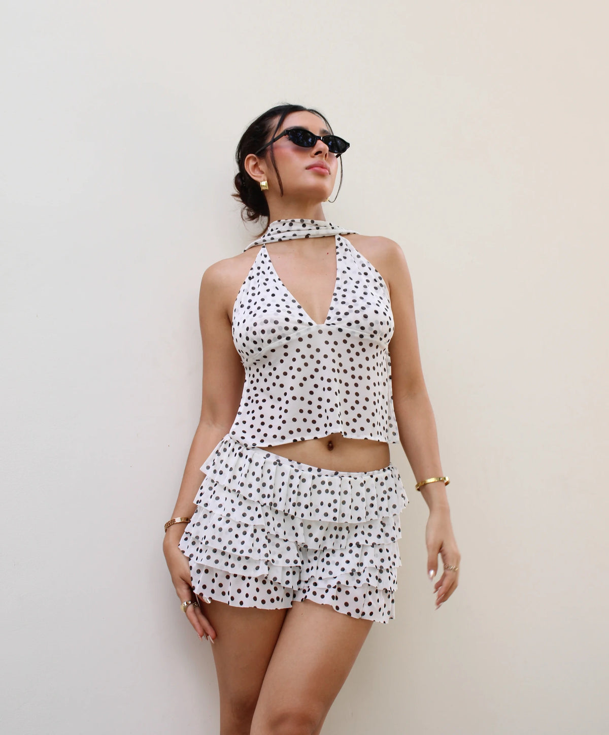 Falda Short Polka Dots Blanca