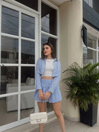 Camisa Crop Rayas Azul
