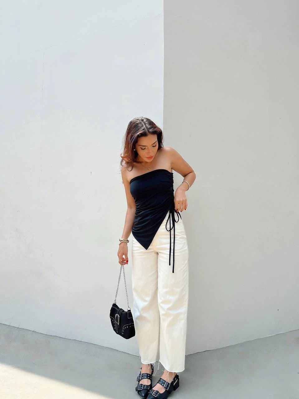 Irregular Top Largo Negro